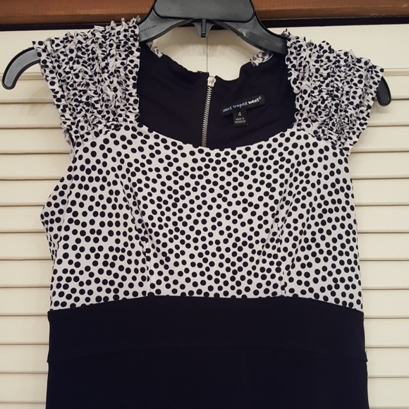 SAINT TROPEZ WEST BLACK AND WHITE DOT DRESS - EUC - Picture 2 of 6